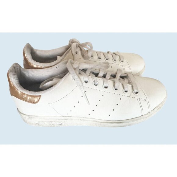 ADIDAS Stan Smith Gold & White Athletic Casual Sneaker Size 6 - Picture 3 of 8